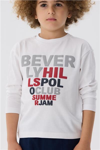 Beverly Hills Polo Club Erkek Çocuk Beyaz T-Shirt