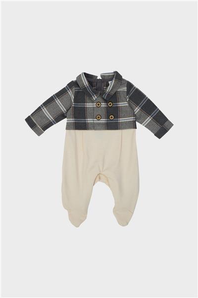 Layette Erkek Bebek Ekose Tulum