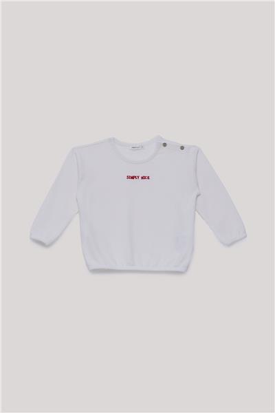 Nebbati Basic Erkek Bebek Ekru Sweatshirt