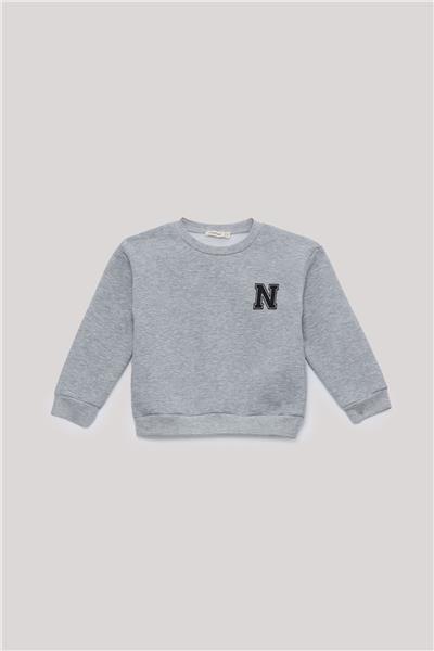 Nebbati Basic Erkek Çocuk Gri Sweatshirt