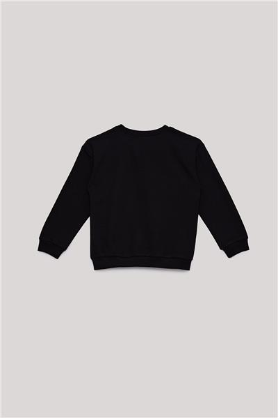 Nebbati Basic Erkek Çocuk Siyah Sweatshirt