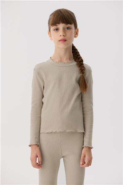 Tyess Basic Kız Çocuk Bej T-Shirt