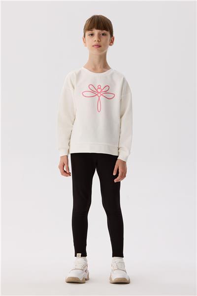 Tyess Basic Kız Çocuk Ekru Sweatshirt