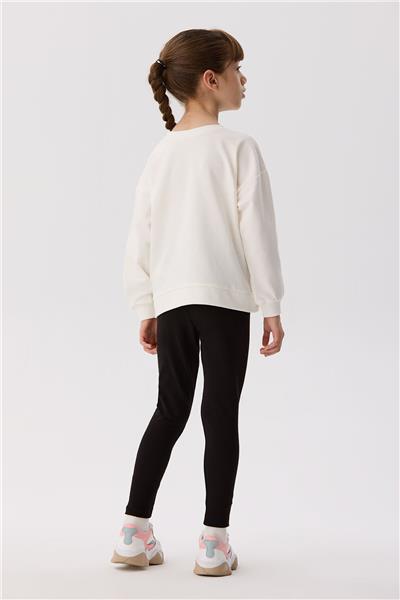 Tyess Basic Kız Çocuk Ekru Sweatshirt