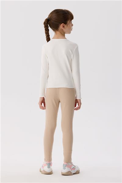 Tyess Basic Kız Çocuk Ekru T-Shirt