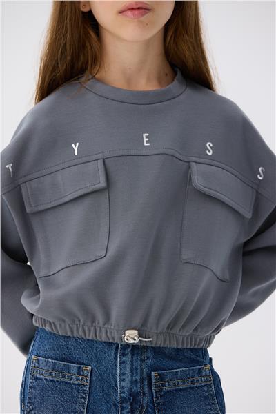 Tyess Kız Çocuk Gri Sweatshirt