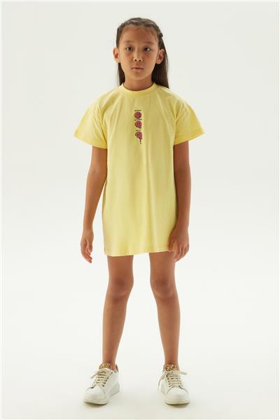 Tyess Kız Çocuk Sarı Pijama Elbise