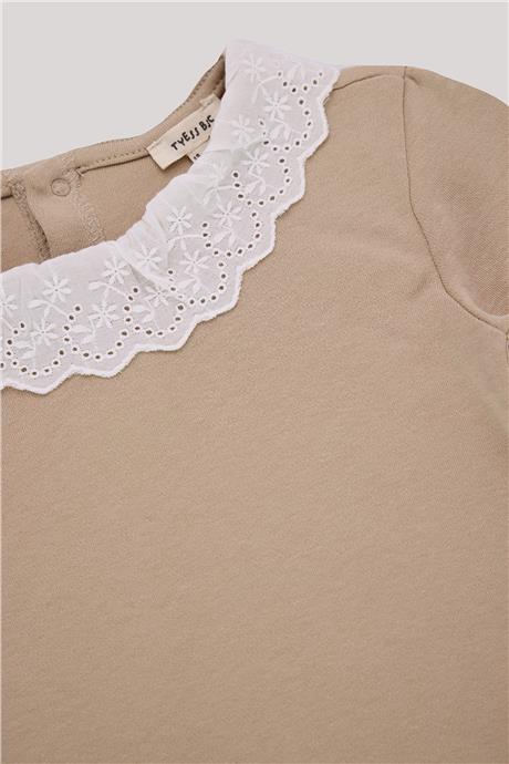 Tyess Basic Kız Bebek Bej T-Shirt