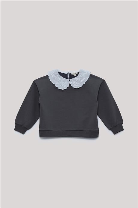 Tyess Basic Kız Çocuk Antrasit Sweatshirt