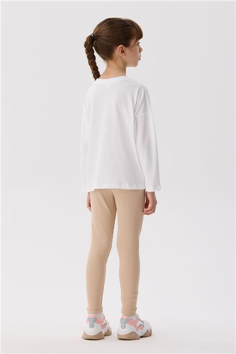 Tyess Basic Kız Çocuk Beyaz T-Shirt