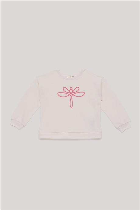 Tyess Basic Kız Çocuk Ekru Sweatshirt