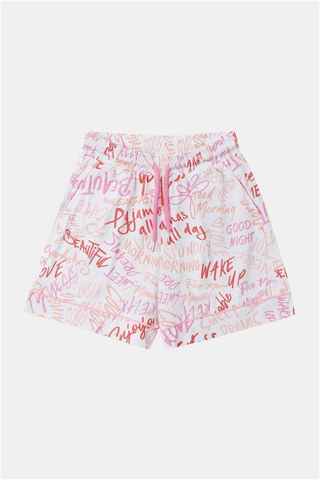 Tyess Kız Çocuk Beyaz Pijama Takım