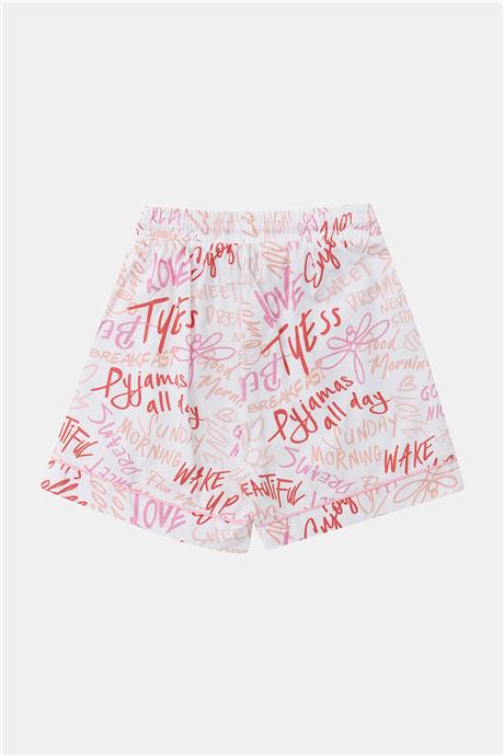 Tyess Kız Çocuk Beyaz Pijama Takım