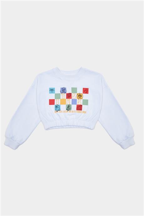 Tyess Kız Çocuk Beyaz Sweatshirt