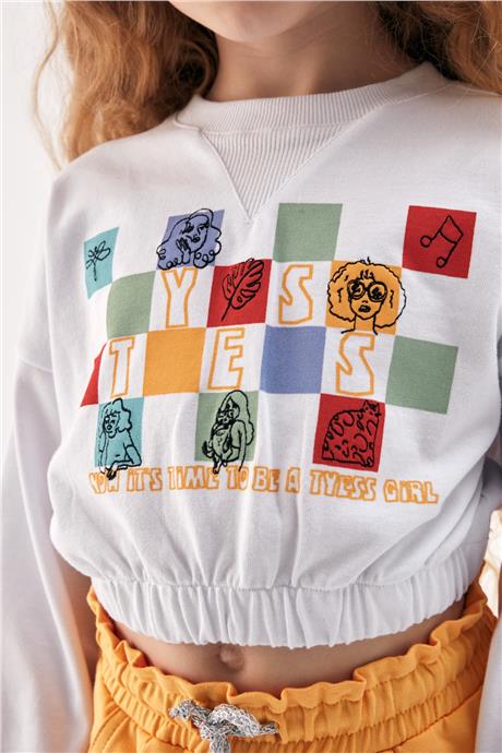 Tyess Kız Çocuk Beyaz Sweatshirt