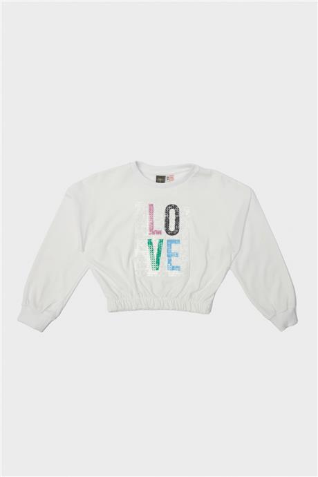 Tyess Kız Çocuk Beyaz Sweatshirt