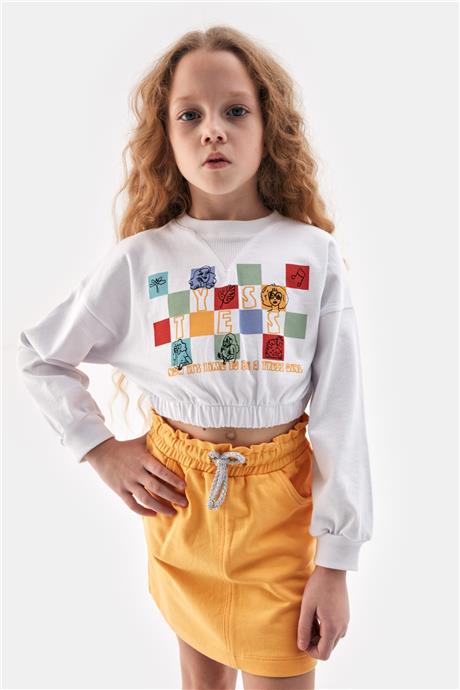 Tyess Kız Çocuk Beyaz Sweatshirt