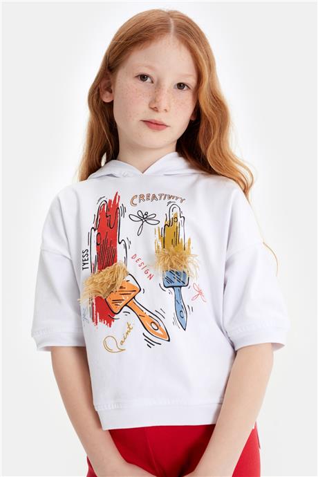 Tyess Kız Çocuk Beyaz Sweatshirt
