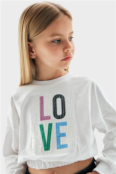 Tyess Kız Çocuk Beyaz Sweatshirt