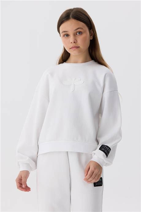 Tyess Kız Çocuk Beyaz Sweatshirt