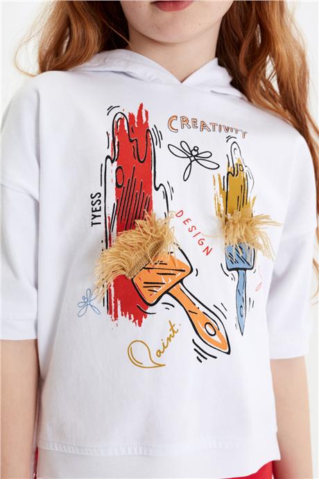 Tyess Kız Çocuk Beyaz Sweatshirt