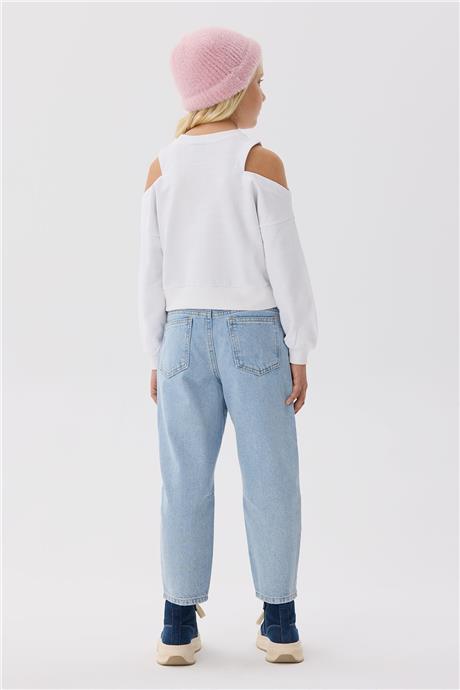 Tyess Kız Çocuk Beyaz Sweatshirt