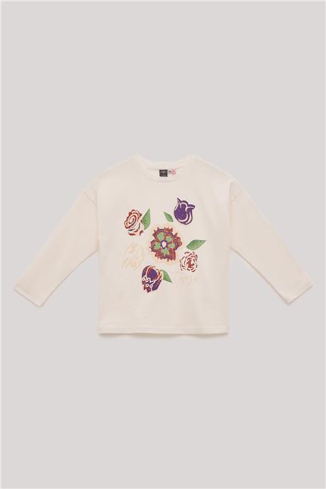 Tyess Kız Çocuk Ekru T-Shirt