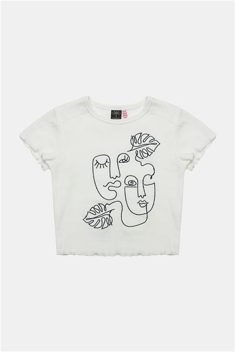 Tyess Kız Çocuk Ekru Tshirt