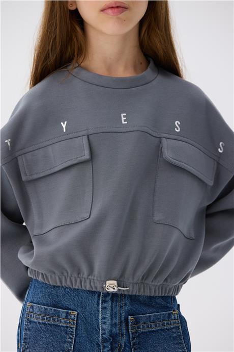 Tyess Kız Çocuk Gri Sweatshirt