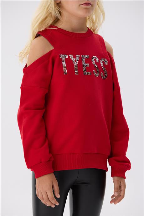 Tyess Kız Çocuk Kırmızı Sweatshirt