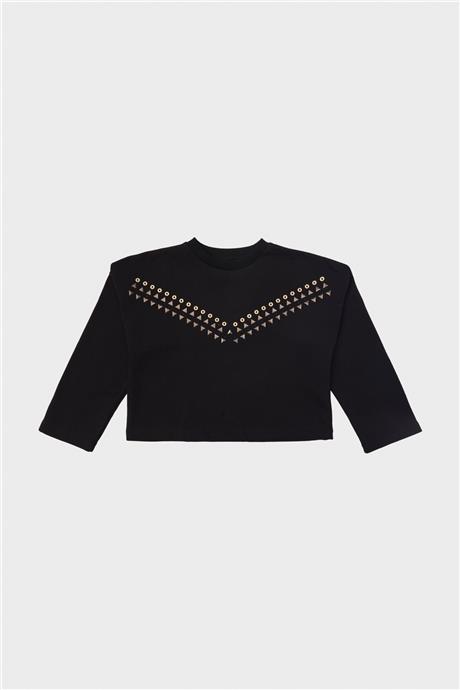 Tyess Kız Çocuk Siyah Sweatshirt