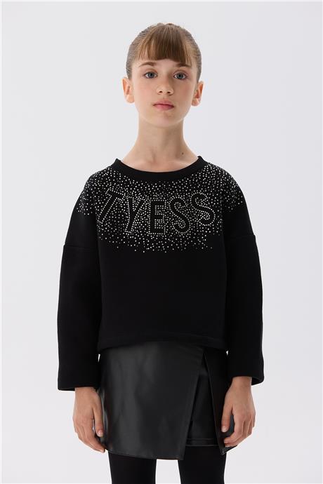 Tyess Kız Çocuk Siyah Sweatshirt