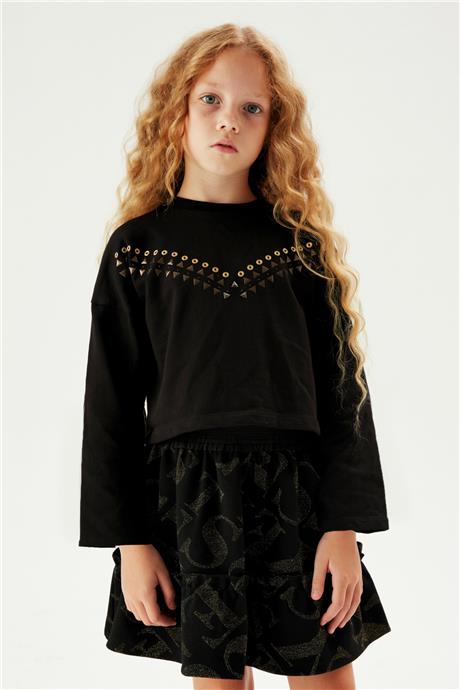 Tyess Kız Çocuk Siyah Sweatshirt