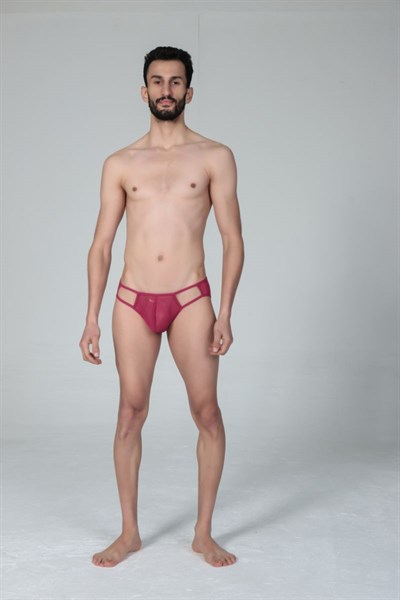 Jeu Jeu Sheer Cut Slip – Transparan Yan Kesitli Modern Erkek Slip Fuşya
