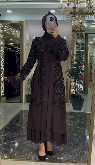 Kağan Kamer Nova Abaya Kahverengi