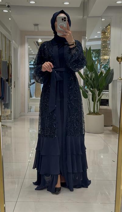 Petek Prive Abaya Lacivert