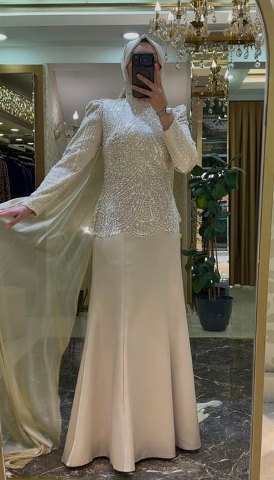Pınar Şems Aksoy Abiye Krem