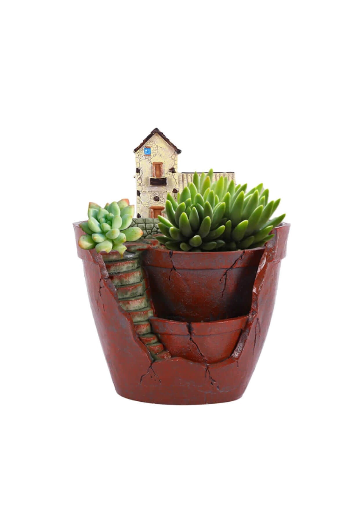 İki Katlı Ev Çanak Saksı