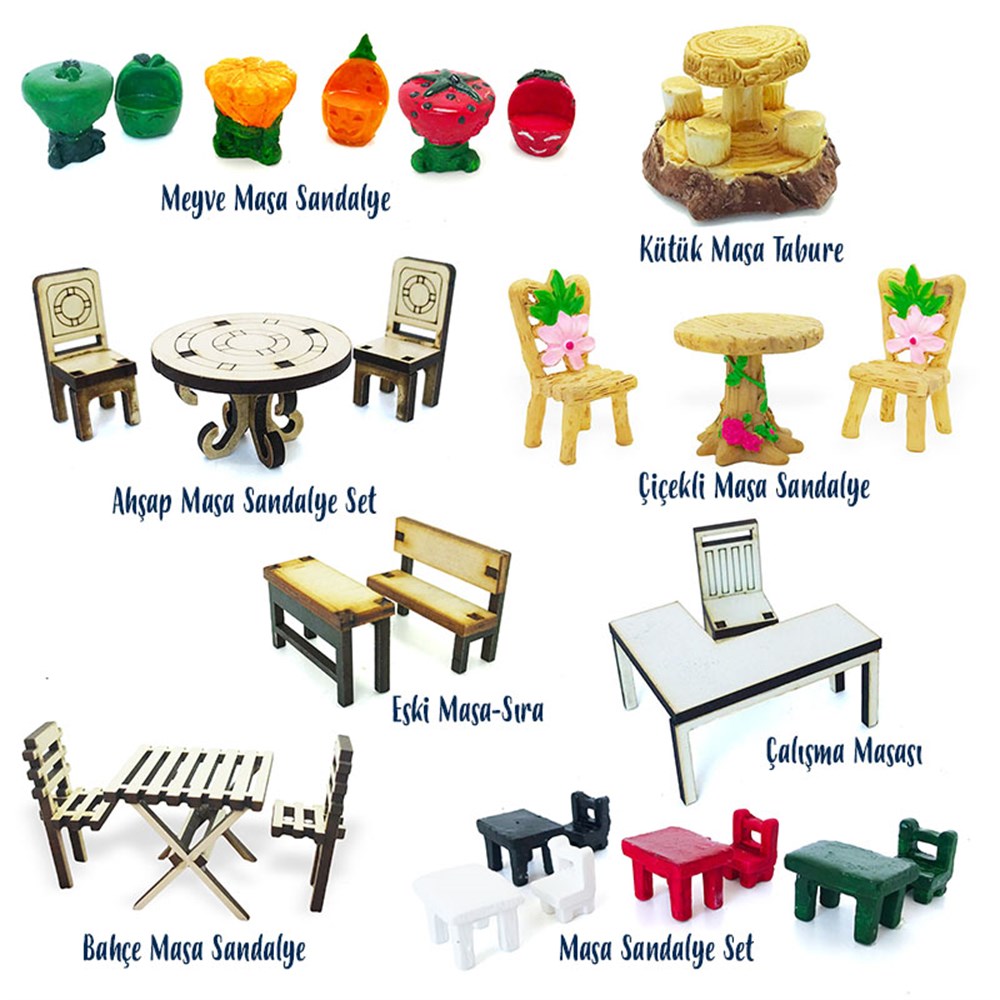 Teraryum Malzemeleri - Minyatür Masa-Sandalyeler - Toptan ve Perakende Satış