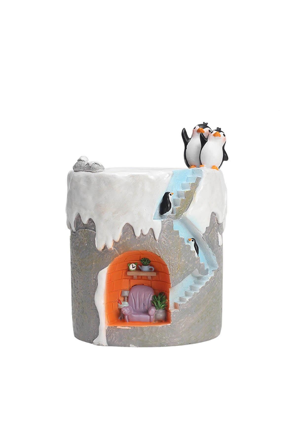 Sevimli Penguen Ailesi Kaktüs Saksısı