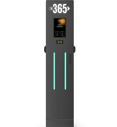 E 365 AC Dikili Tip 10 İnç Ekranlı MID Sayaçlı Çift Soketli RFID 22kW Şarj İstasyonu
