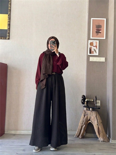 Pinterest bordo basıc bluz - 1149 