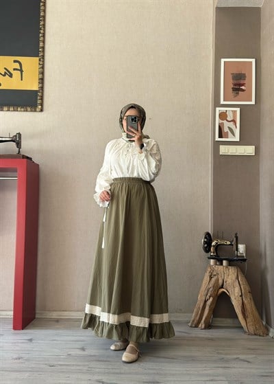 Pinterest yeşil altı nakışlı etek - 1124