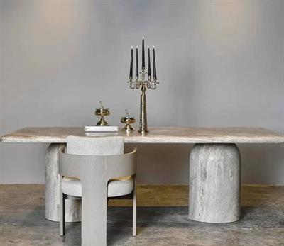Gümüş Traverten Yemek Masası - Silver Traverten Yemek Masası