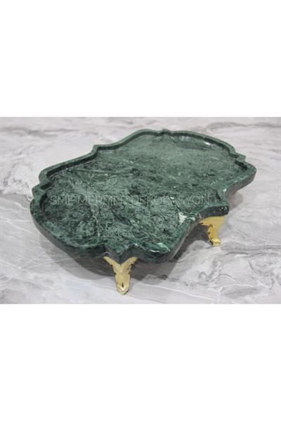 Verde Guatemala - Yeşil Mermer Sunum Tepsisi | Varank Ayaklı Sunum | 25*35cm | Tek Parçadan Üretim |