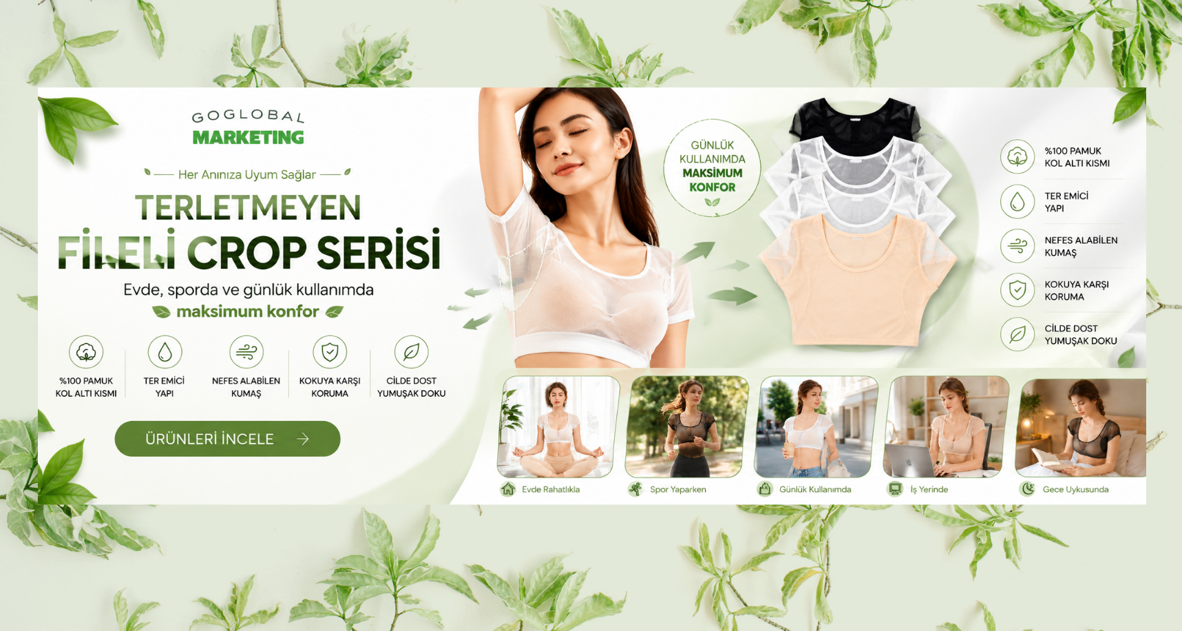 Terletmeyen Fileli Crop Serisi