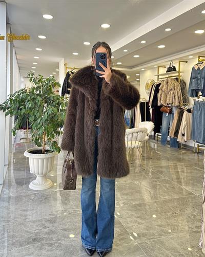 Ara Boy Şal Yaka Kürk