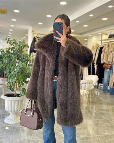 Ara Boy Şal Yaka Kürk