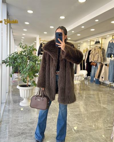 Ara Boy Şal Yaka Kürk