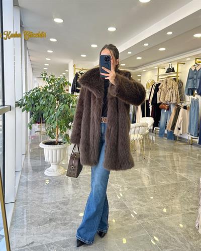 Ara Boy Şal Yaka Kürk